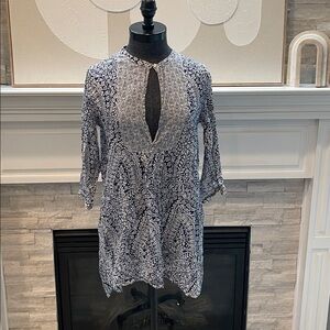 J. Crew Navy and White Floral Tunic Size XS